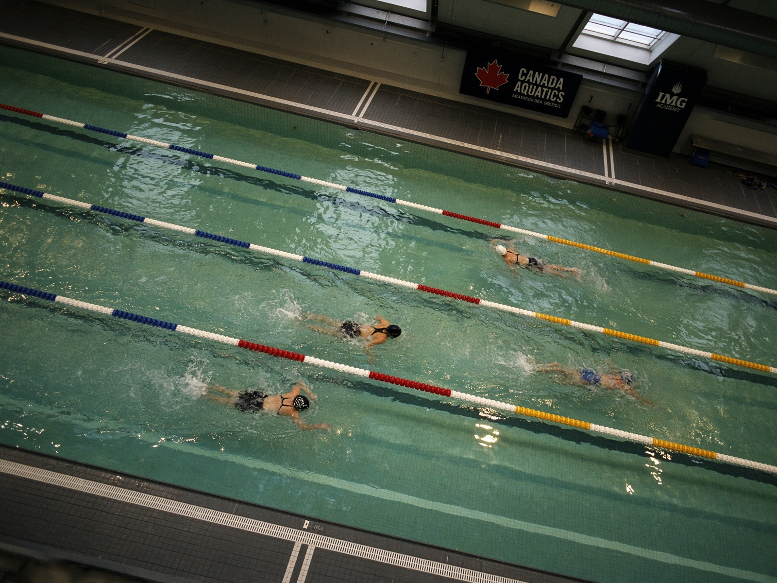 Lane swimming at a Canadian community indoor pool